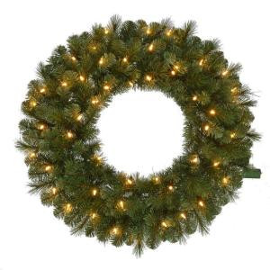 30 in. Pre-Lit LED Wesley Pine Artificial Christmas Wreath x 191 Tips with 50 Outdoor Plug-In Warm White Lights-GD26M2L46L02 206795415