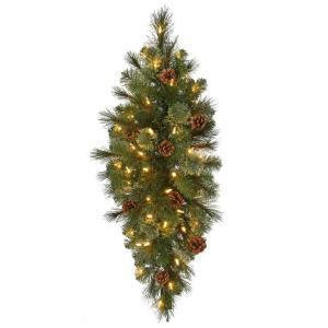 32 in. Pre-Lit LED Alexander Pine Artificial Christmas Swag x 77 Tips, 50 UL Plug-In Indoor/Outdoor Warm White Lights-GK28M5311L00 206795467