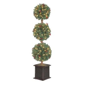 4 ft. Hudson Artificial Christmas Tree Topiary with 150 Clear Lights-TP40M2J76C00 204126328