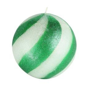 4 in. Green Candy Cane Ball Candle (2-Box)-9XF73GRZ 203725193