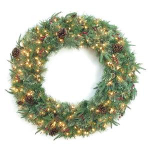 48 in. Syracuse Cashmere Berry Artificial Wreath with 200 Clear Lights-BOWOTHD171D 205983475