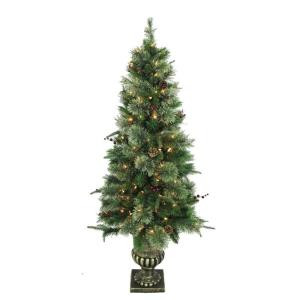 5 ft. Syracuse Cashmere Berry Potted Artificial Christmas Tree with 150 Clear Lights (Set of 2)-BOWOTHD171G 205983463