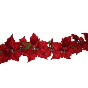6 ft. Red Poinsettia Garland-XG1832400X 206578304