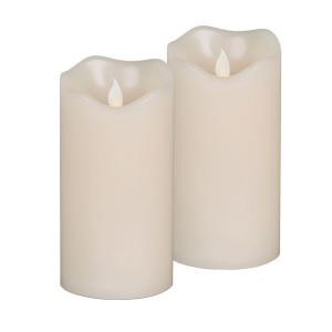 6 in. H Battery Operated Bisque, Vanilla Scent Motion Flame Wax Timer Candle (Set of 2)-42544 206504451