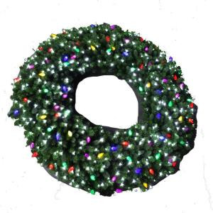60 in. LED Pre-Lit Artificial Christmas Wreath with Micro-Style Pure White and C9 Multi-Color Lights-4723262-30HO 206771076