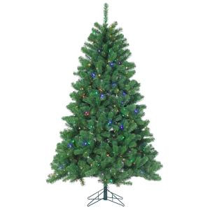 7 ft. Pre-Lit LED Montana Pine Artificial Christmas Tree with Multicolored Lights-6344--70M 300620018