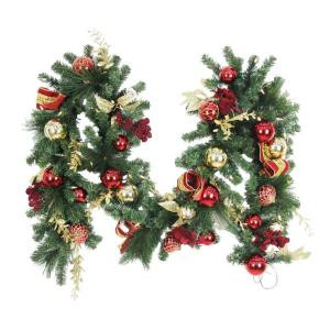 9 ft. Battery Operated Plaza Artificial Garland with 50 Clear LED Lights-BOWOTHD173F 205983367