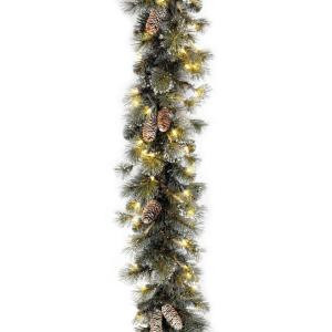 9 ft. Glitter Pine Garland with Clear Lights-GP1-300-9A-1 300330584