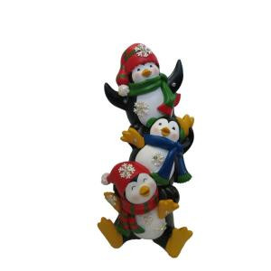 Alpine 12 in. 3 Penguin Statuary with Color Changing LED Lights-ZEN214S 207140376