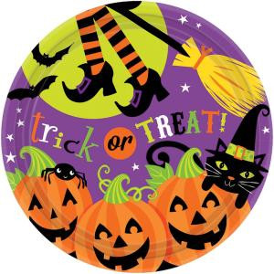 Amscan 7 in. x 7 in. Witch’s Crew Round Paper Plates (18-Count, 3-Pack)-741518 300598928