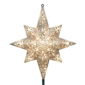 GE Holiday Classics 11 in. 16-Light Silver Glittered Bethlehem Star Tree Top-71080HD 206951267