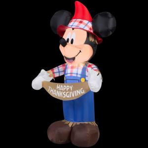 Gemmy 24.41 in. W x 20.47 in. D x 45.67 in. H Inflatable Mickey as Scarecrow-70460 207107596