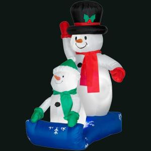 Gemmy 43.31 in. L x 27.56 in. W x 48.03 in. H Inflatable Father Snowman and Child-84519X 300060727