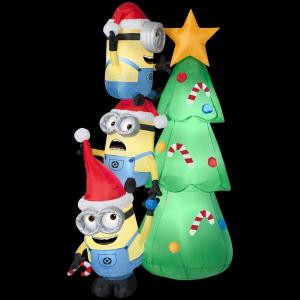 Gemmy 45.52 in. W x 31.10 in. D x 72.05 in. H Inflatable-Minions Decorating Tree Scene-38292 206137734