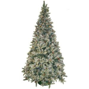 General Foam 9 ft. Pre-Lit Siberian Frosted Pine Artificial Christmas Tree with Clear Lights and Pine Cones-HD-92290C1 203321340