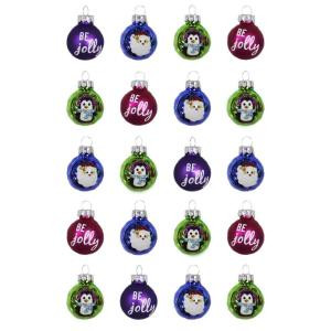 Home Accents Holiday 1 in. Round-Santa Penguin and Words Ornament (20-Count)-68012 206994573