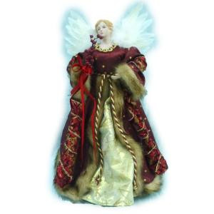 Home Accents Holiday 18 in. Fabric Angel Burgundy Tree Topper-A-150030B 206954516