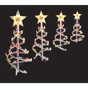 Home Accents Holiday 18 in. Multi-Color Spiral Tree Pathway Lights (Set of 4)-TY084-1118-1M 202532747