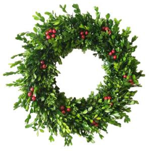 Home Accents Holiday 22 in. Boxwood Dried Wreath with Berries-A0115-221 206944945
