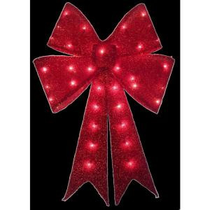 Buy Home Accents Holiday 24 in. Pre-Lit Red Tinsel Bow-TY419-914 202532532  for sale