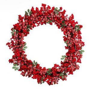 Home Accents Holiday 28 in. Artificial Christmas Grapevine Wreath with Red Berries-2321580HD 206768338