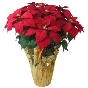 Home Accents Holiday 28 in. Extra Large Red Silk Poinsettia Arrangement (Case of 2)-03X3035R14 206949844