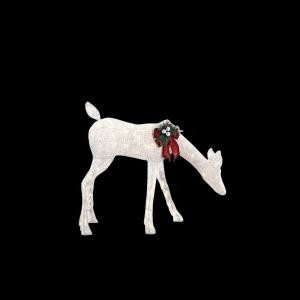 Home Accents Holiday 33 in. LED Lighted White PVC Grazing Doe-TY413-1611-1 206954519