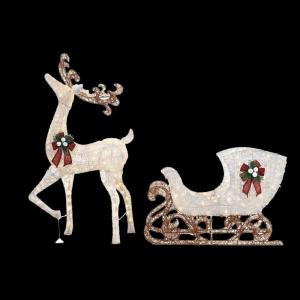 Home Accents Holiday 60 in. LED Lighted Standing Deer with 44 in. LED Lighted Acrylic Sleigh-TY311+310-1411 206954183