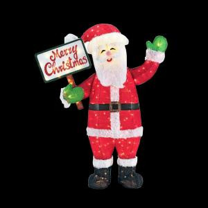 Home Accents Holiday 60 in. LED Lighted Tinsel Santa with Merry Christmas Sign-TY132-1614-1 206954435