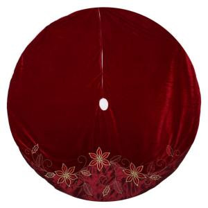 Home Accents Holiday 60 in. Velvet and Satin Poinsettia Christmas Tree Skirt-2604302-2HC 204074760