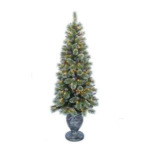 Home Accents Holiday 6.5 ft. Indoor Pre-Lit Sparkling Pine Porch Artificial Christmas Tree-16HD0165 206973830
