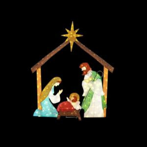 Home Accents Holiday 66 in. LED Lighted Tinsel Nativity Scene-TY762-1614-0 206963214