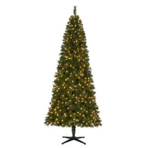 Home Accents Holiday 7.5 ft. Pre-Lit LED Wesley Slim Spruce Quick-Set Artificial Christmas Tree with Warm White Lights-TG76M3P08L03 206771006