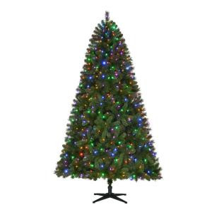 Home Accents Holiday 7.5 ft. Pre-Lit LED Wesley Spruce Quick-Set Artificial Christmas Tree with Color Changing Lights-TG76M3W89D01 206770992