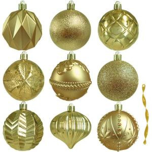 Home Accents Holiday 80 mm Assortment Ornament in Gold (75-Count)-HE-1454 206953623