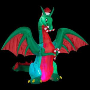 Home Accents Holiday 9 ft. H Inflatable Holiday Dragon-38088 206137692