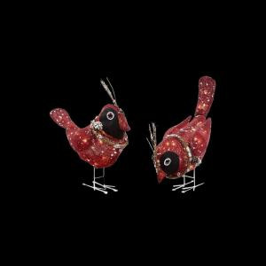 Home Accents Holiday Pre-Lit Red Burlap Birds (2-Set)-TY066-1414-0 205983471