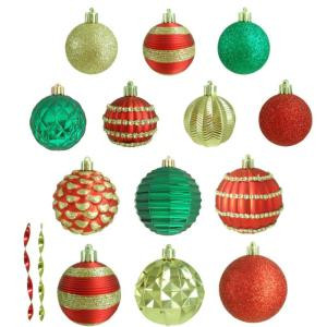 Home Accents Holiday Red, Gold and Green Assorted Ornament (100-Count)-HEG1682 207045495