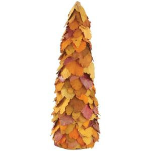 Home Decorators Collection 18 in. Orange Dried Leaves Cone Tree-9755400570 300145290