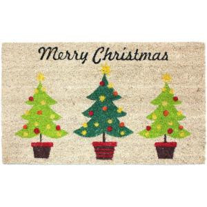 J & M Home Fashions Christmas Trees Vinyl Back Coco 18 in. x 30 in. Door Mat-70187 206639157