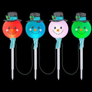 LightShow 25.20 in. Color Changing Snowman Pathway Stakes (Set of 4)-10307 206768230