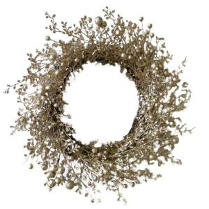Martha Stewart Living 22 in. Champagne Glitter Artificial Wreath with Berries-A0115-223 205928529