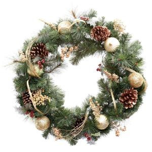 Martha Stewart Living 30 in. Unlit Golden Holiday Artificial Wreath-2173550HD 205080206