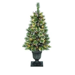 Martha Stewart Living 4 ft. Indoor Pre-Lit Glittery Bristle Pine Artificial Christmas Entrance Tree-9318100610 206497435