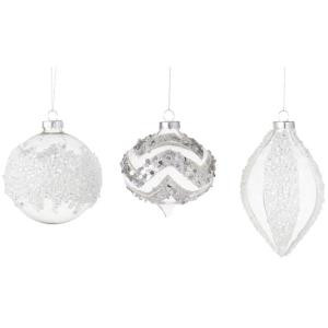 Martha Stewart Living 4 in. Chunky Ice Glitter Christmas Ornaments (Set of 6)-9736100420 300265688