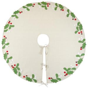 Martha Stewart Living 52 in. Holly and Berries Christmas Tree Skirt-9717300730 300274289