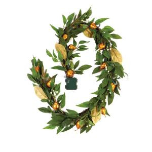 Martha Stewart Living 6 ft. Pre-Lit Garland with Gilded Pears-9754400610 300268100