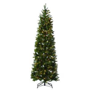 Martha Stewart Living 7 ft. Indoor Pre-Lit LED Downswept Douglas Fir Slim Artificial Christmas Tree-9315500610 206497544