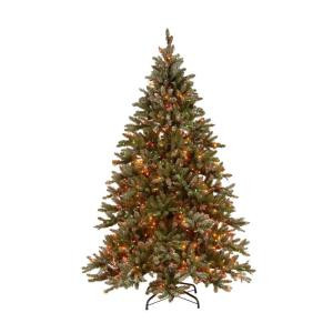 Martha Stewart Living 7.5 ft. Pre-lit Snowy Pine Artificial Christmas Tree with Snowy Pine and Multi-Color Lights-SR1-308RE-75X 202874511