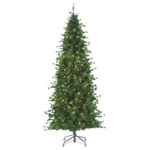Martha Stewart Living 8 ft. Indoor Pre-Lit Bristle Cone Pine Slim Hinged Artificial Christmas Tree-9318300610 206497413